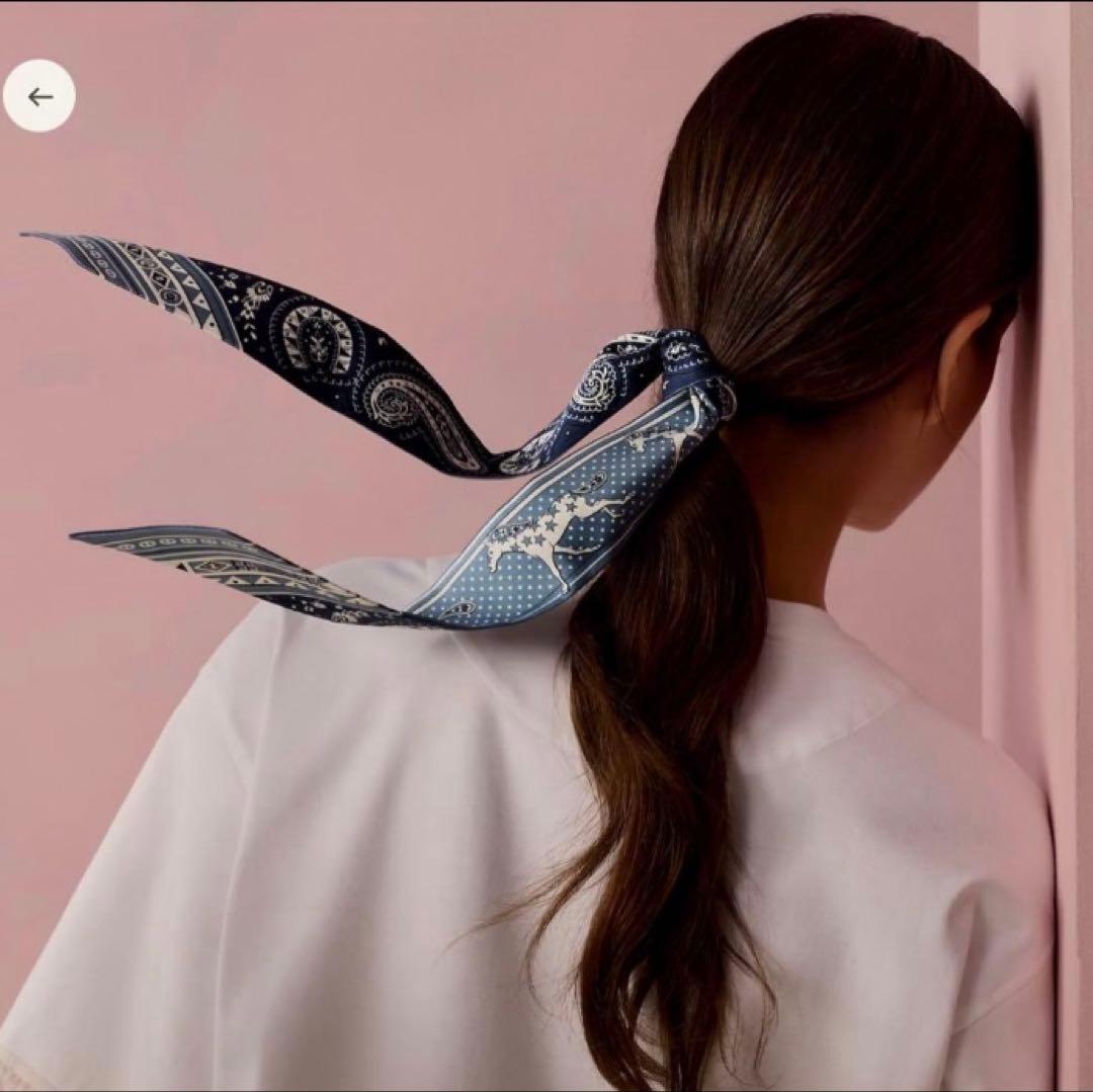 新品未使用★エルメス ツイリー 2026SS 水色×ネイビー バンダナ