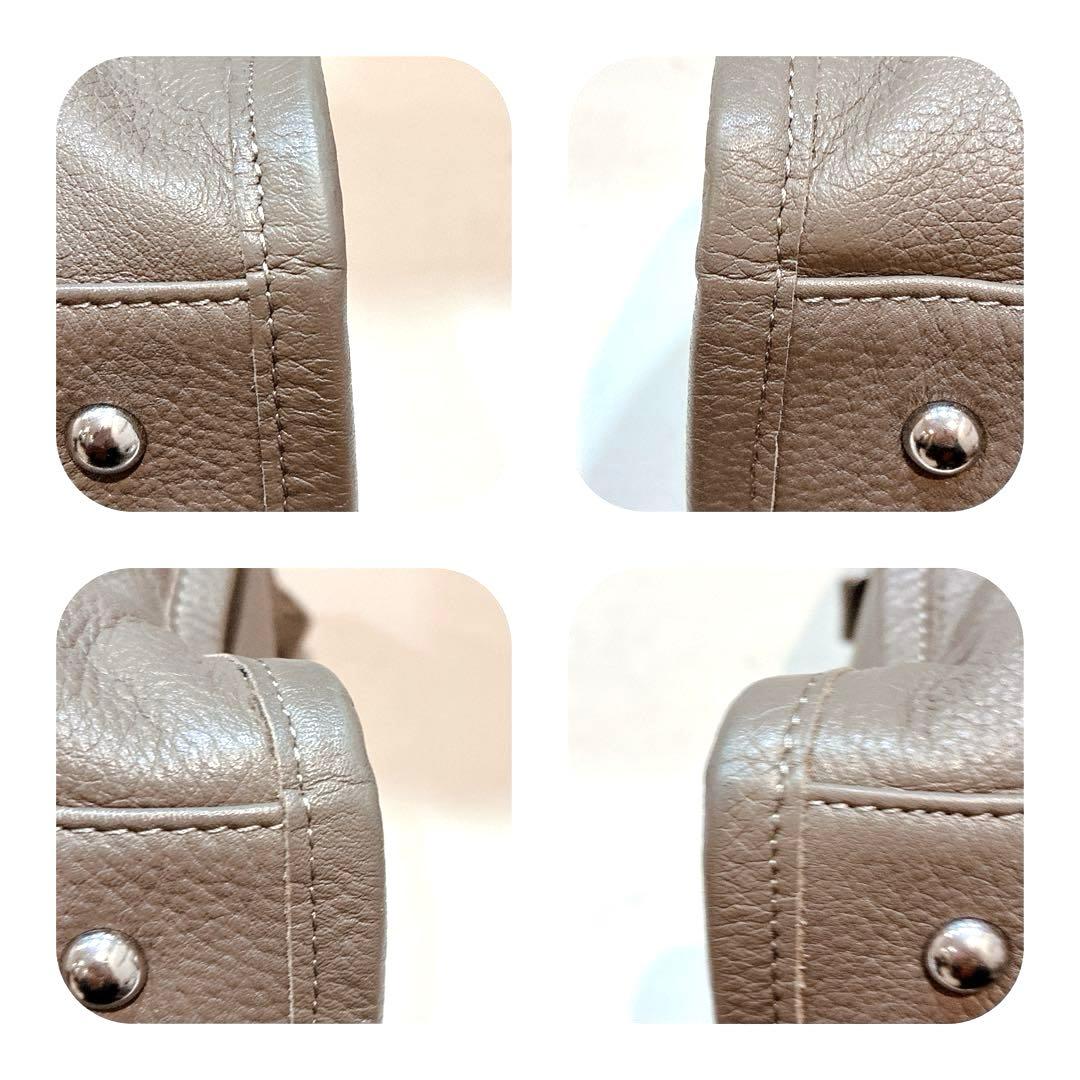 【美品】ear PAPILLONNER 立体ポケットトートバッグ　牛革　グレー