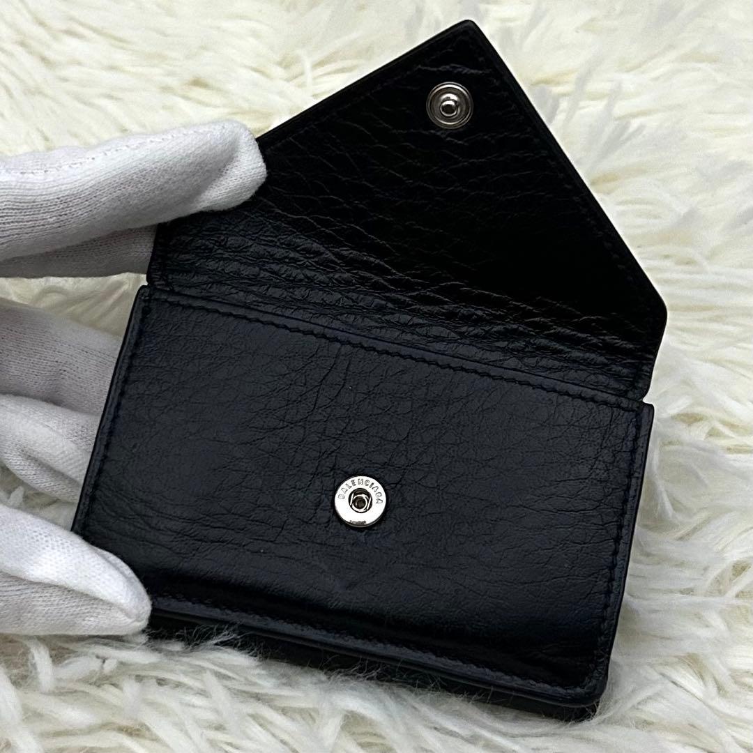 【極美品】BALENCIAGA ペーパーミニウォレット 三つ折り財布 ブラック