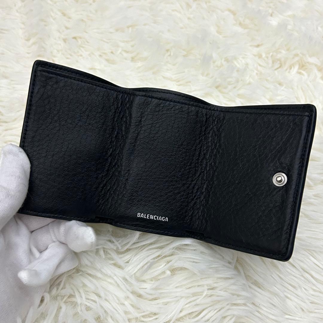 【極美品】BALENCIAGA ペーパーミニウォレット 三つ折り財布 ブラック