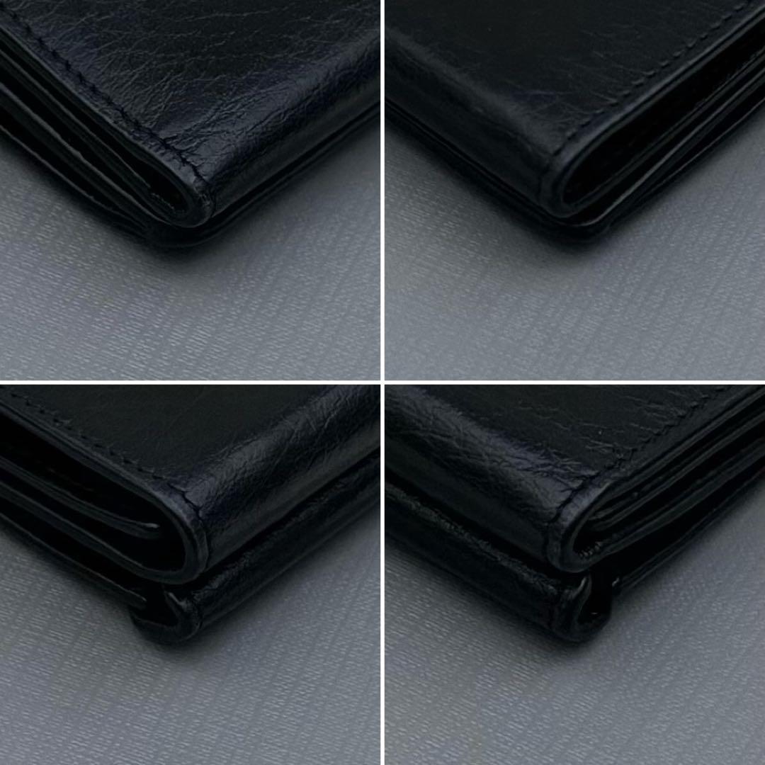 【極美品】BALENCIAGA ペーパーミニウォレット 三つ折り財布 ブラック