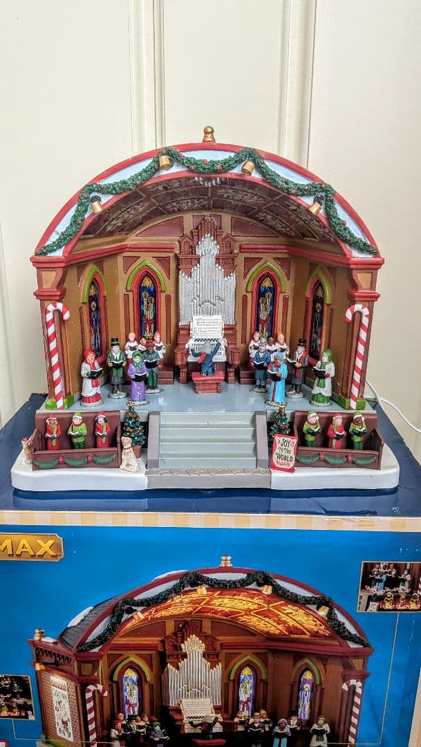 Xマス lemax ミュージカル・ホール　合唱つき　ライトハウス　ミニチュア