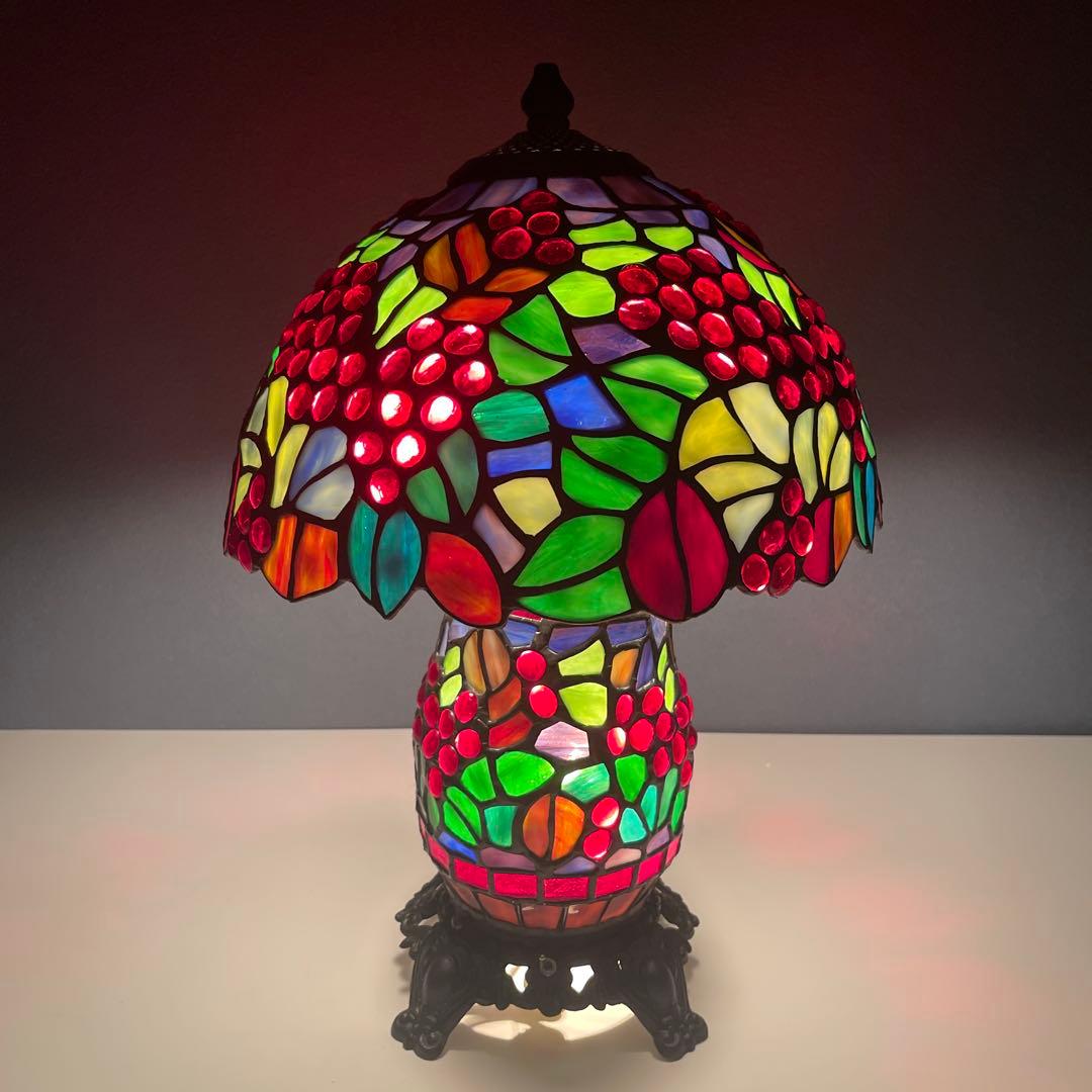 『美品』　アンティーク　ステンドグラス　ランプ　葡萄