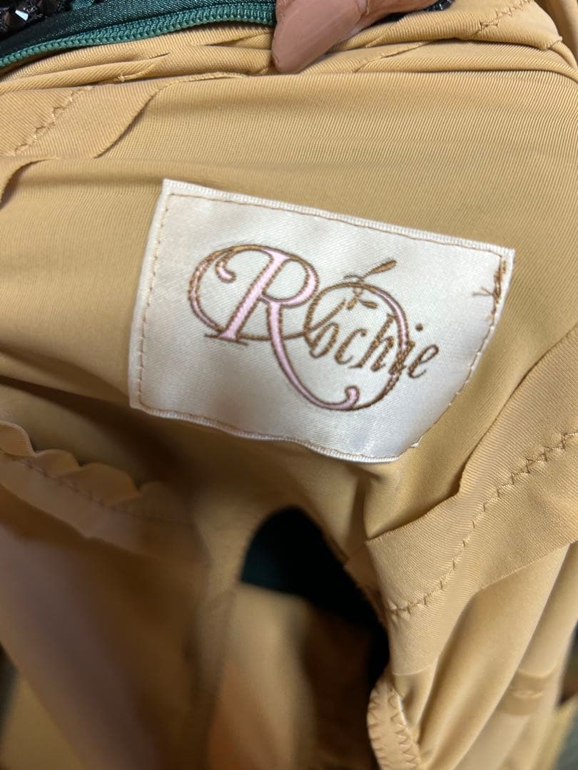 ✨美品✨豪華オーダーメイド ダークグリーン サテン ビーズ装飾付き Mサイズ