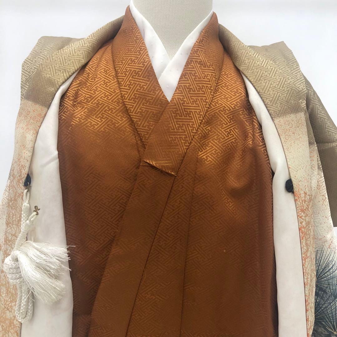 七五三　フルセット★男児　羽織　着物　袴　★3歳 ★茶色★小物付き u-438