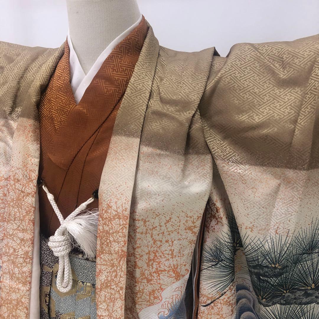 七五三　フルセット★男児　羽織　着物　袴　★3歳 ★茶色★小物付き u-438