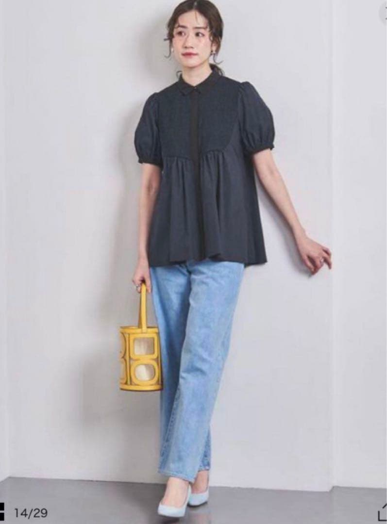 UNITED ARROWS エンブロイダリー コンビ ショートスリーブ ブラウス