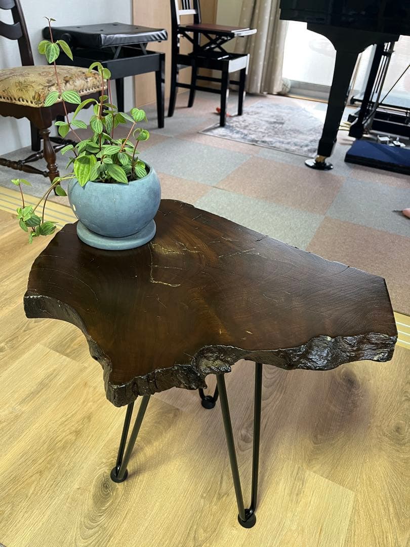 ローテーブル/スツール/一枚板×スチール製脚/インダストリアル/ヴィンテージ風/