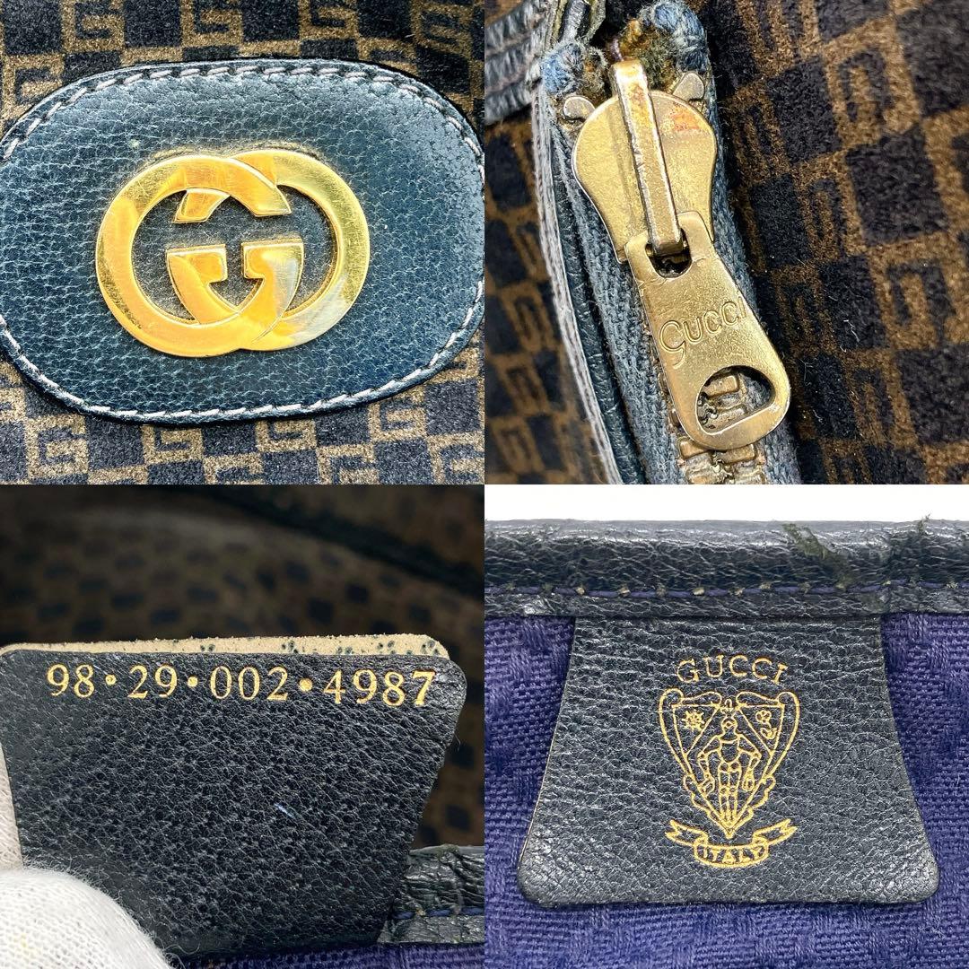 【OLD GUCCI】トートバッグ スクエアGG柄　ベロア調生地