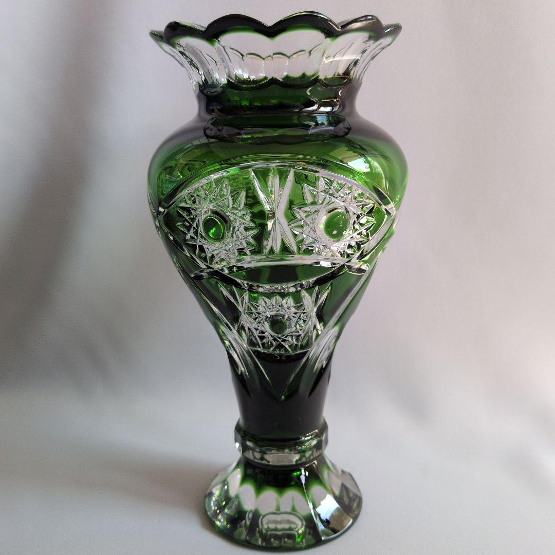 ELBE クリスタル 花瓶 緑色