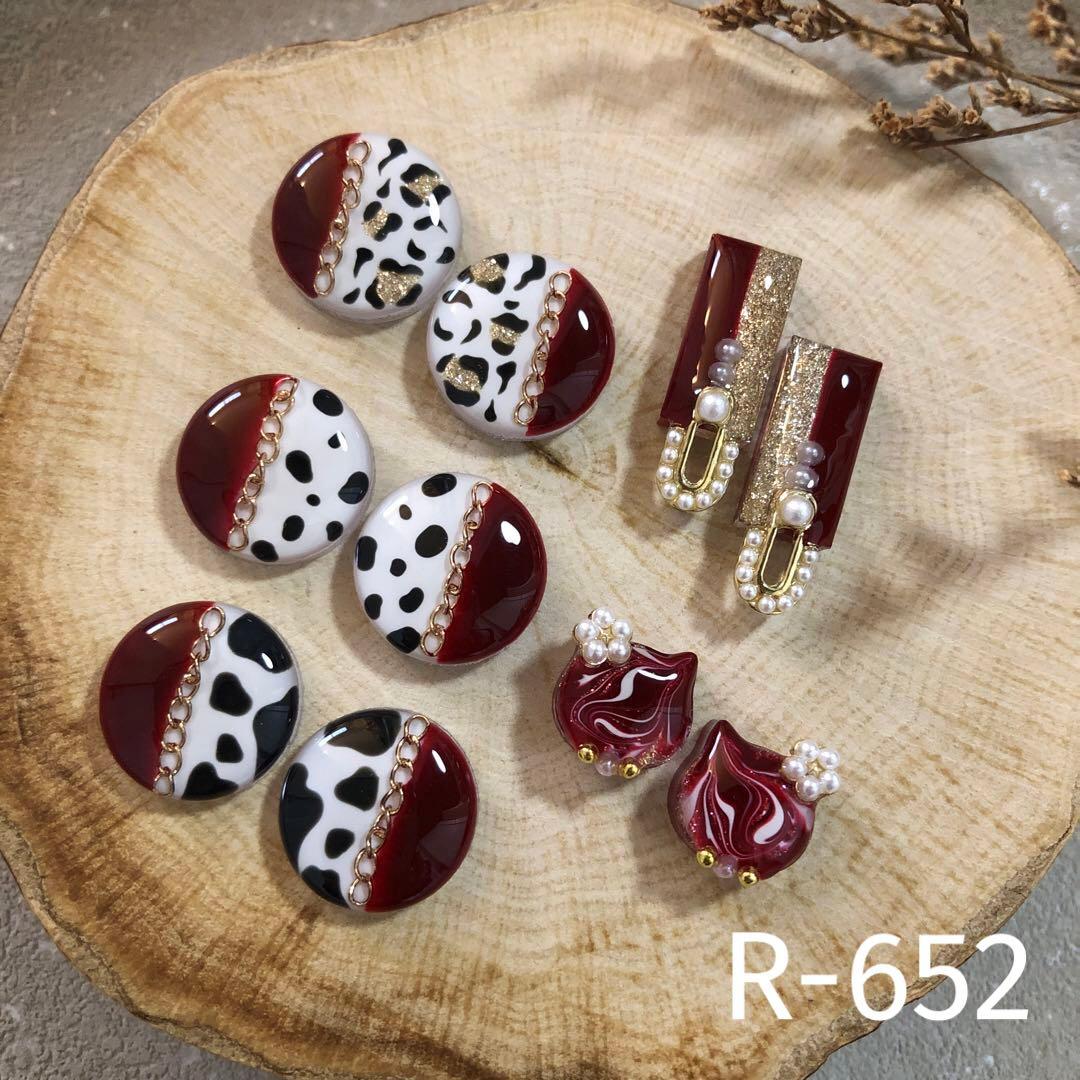 R-652 ✴︎レジンカボション✴︎アニマル柄 ボルドー系5種♡⁎⁺˳