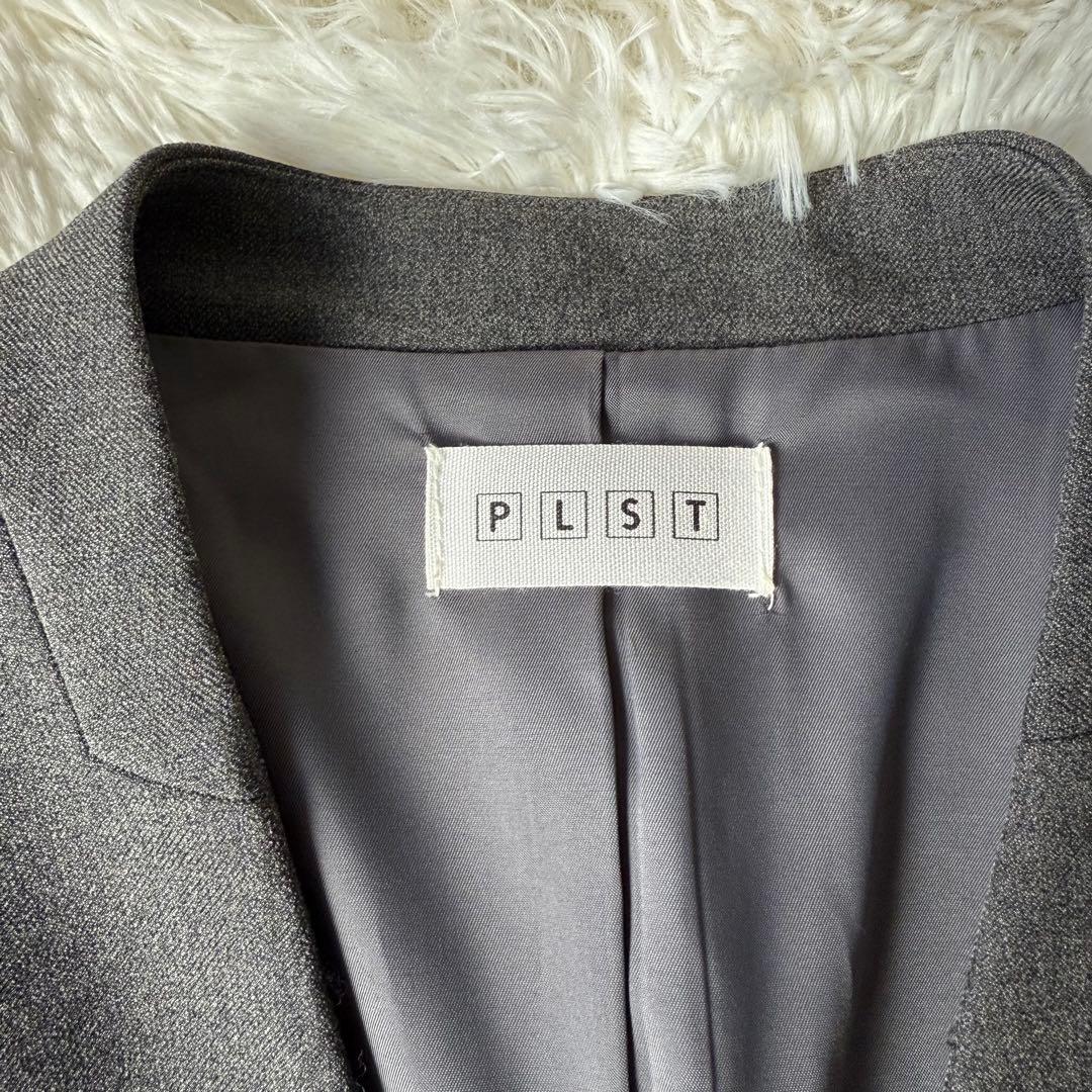 PLST プラステ セットアップスーツ ノーカラー チャコールグレー 洗濯可 M