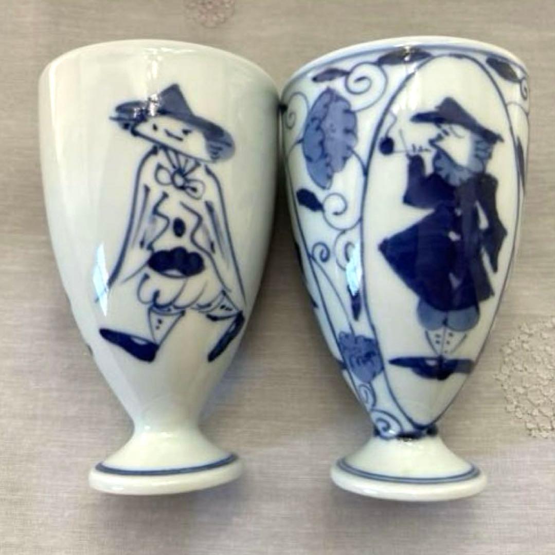 しん窯　青花　異人　フリーカップ　ボウル　小皿　銘々皿　オーバルプレート　小鉢