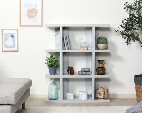 オープンシェルフ４段　大理石柄　幅90ｃｍ×奥行31ｃｍ×高さ108.5ｃｍ