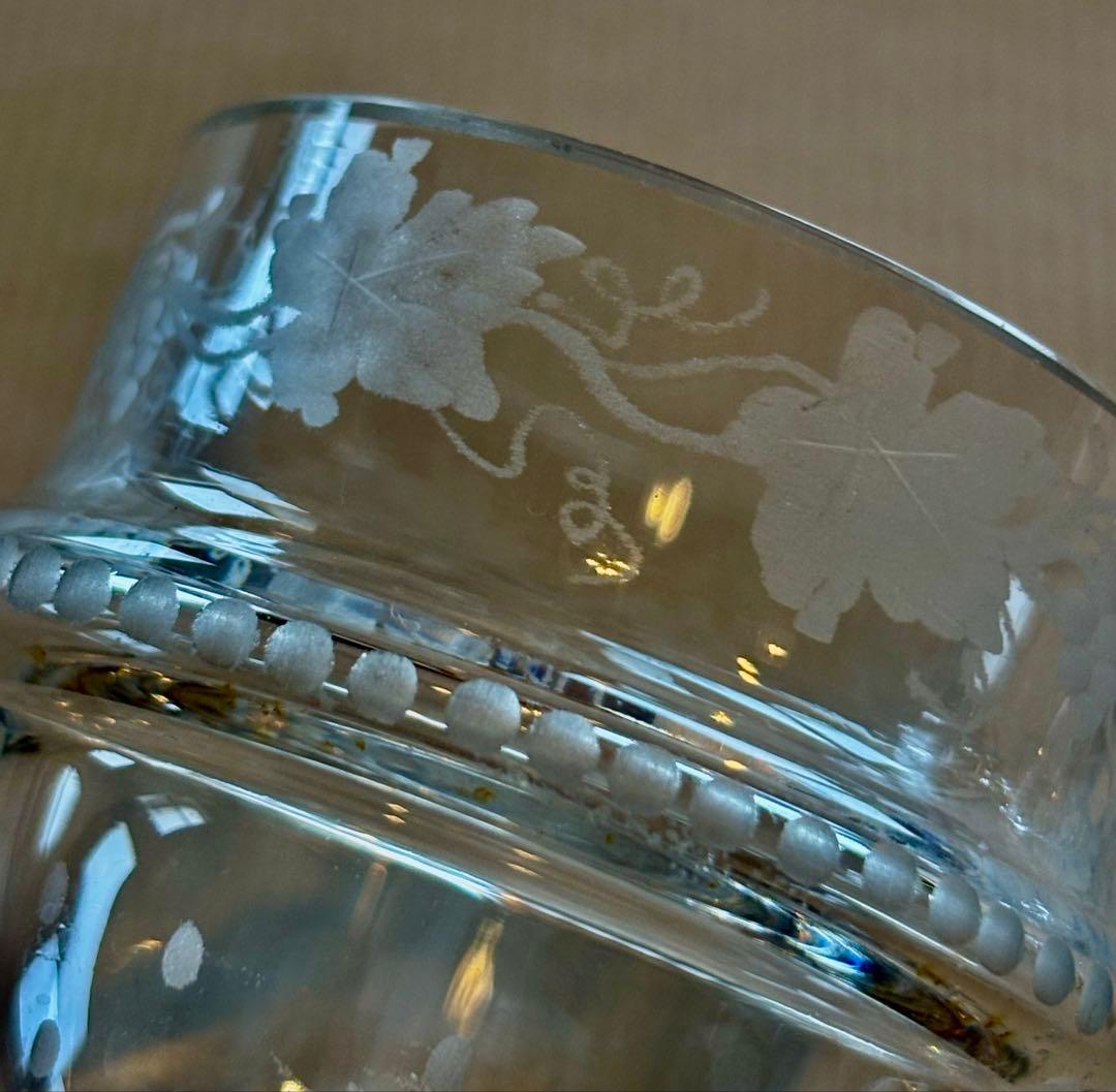 フランスアンティーク クリスタルハンドグラヴュール 手彫 葡萄柄 マスターポット