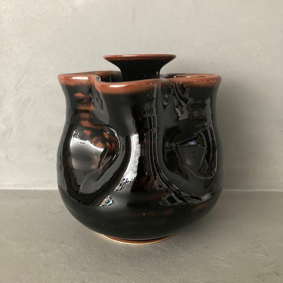 天目 花入 花瓶 花器 共箱