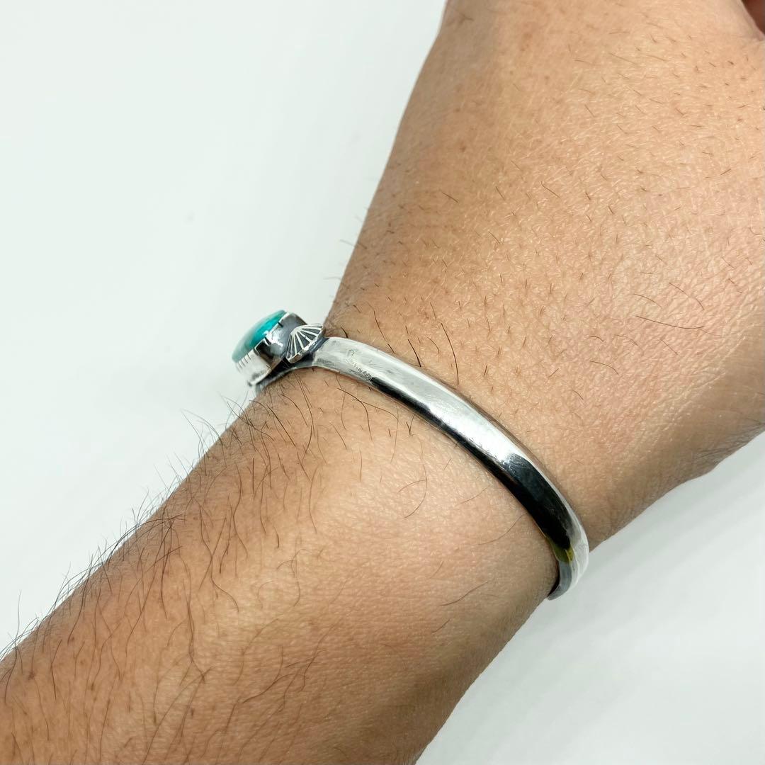 ブロークンアロー　ターコイズ　シルバー　バングル　#インディアンジュエリー