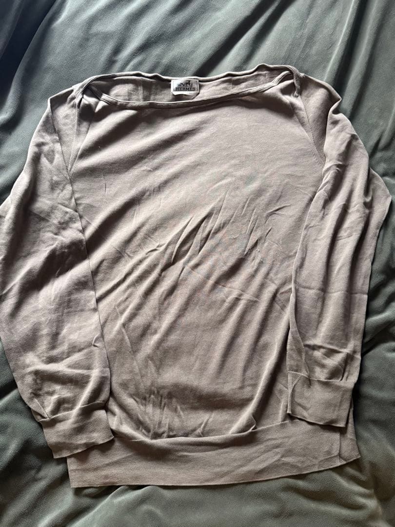 HERMES ベージュ ボットネックニットカットソーM