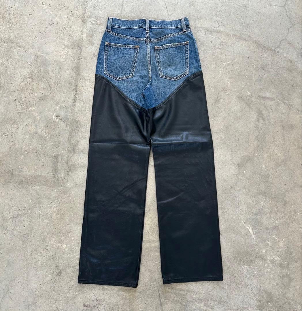 moussy F/LEATHER COMBI STRAIGHT レザーデニム