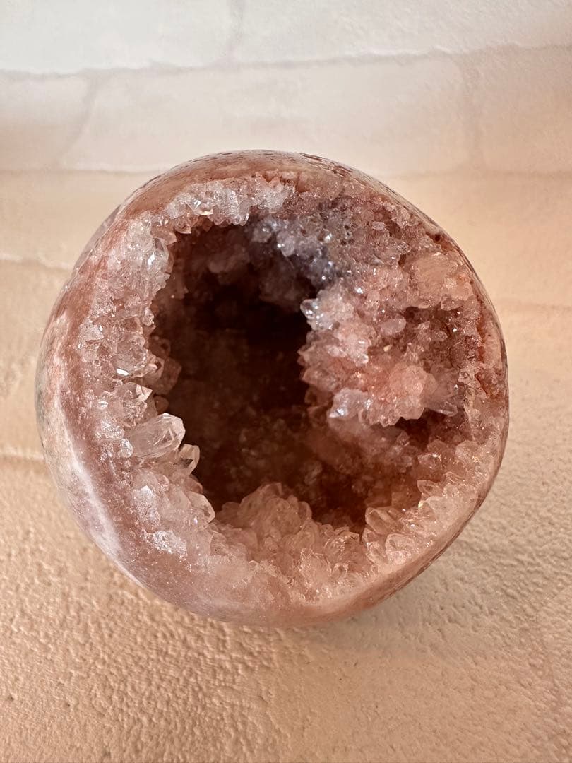 ピンクアメジスト　グリーンジャスパー　笑口　ジオード　キラキラ　スフィア　丸玉