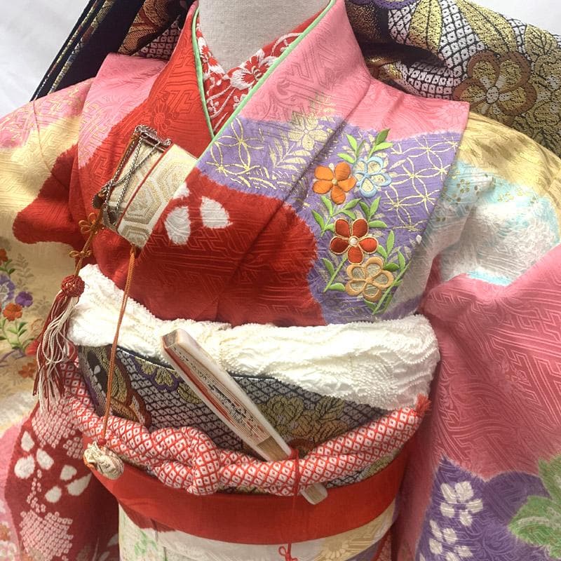 505ag36■七五三 千總七歳 女児 着物のみ 絞り染 金彩 トール■美品