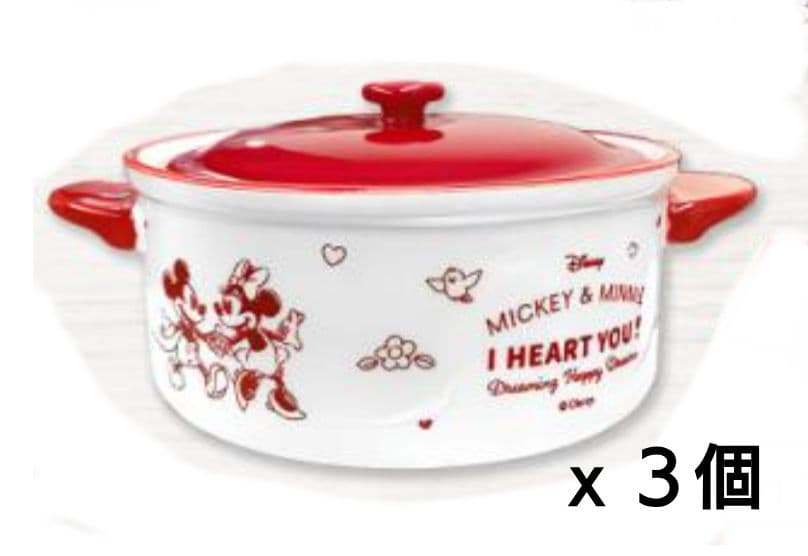 ディズニー　Mickey&Minnie　陶器のココット　同３点セット