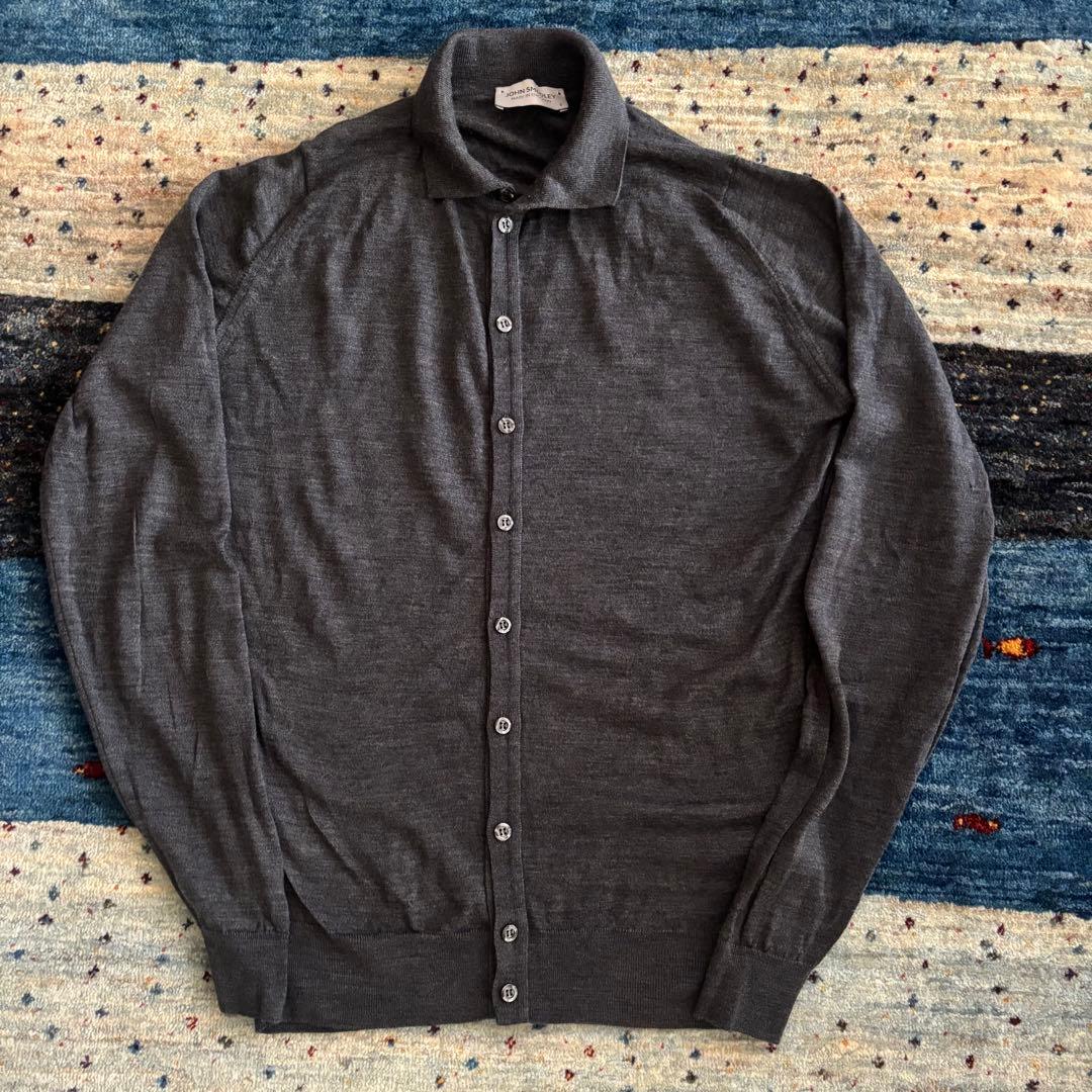 JOHN SMEDLEY ダークグレー カーディガン S