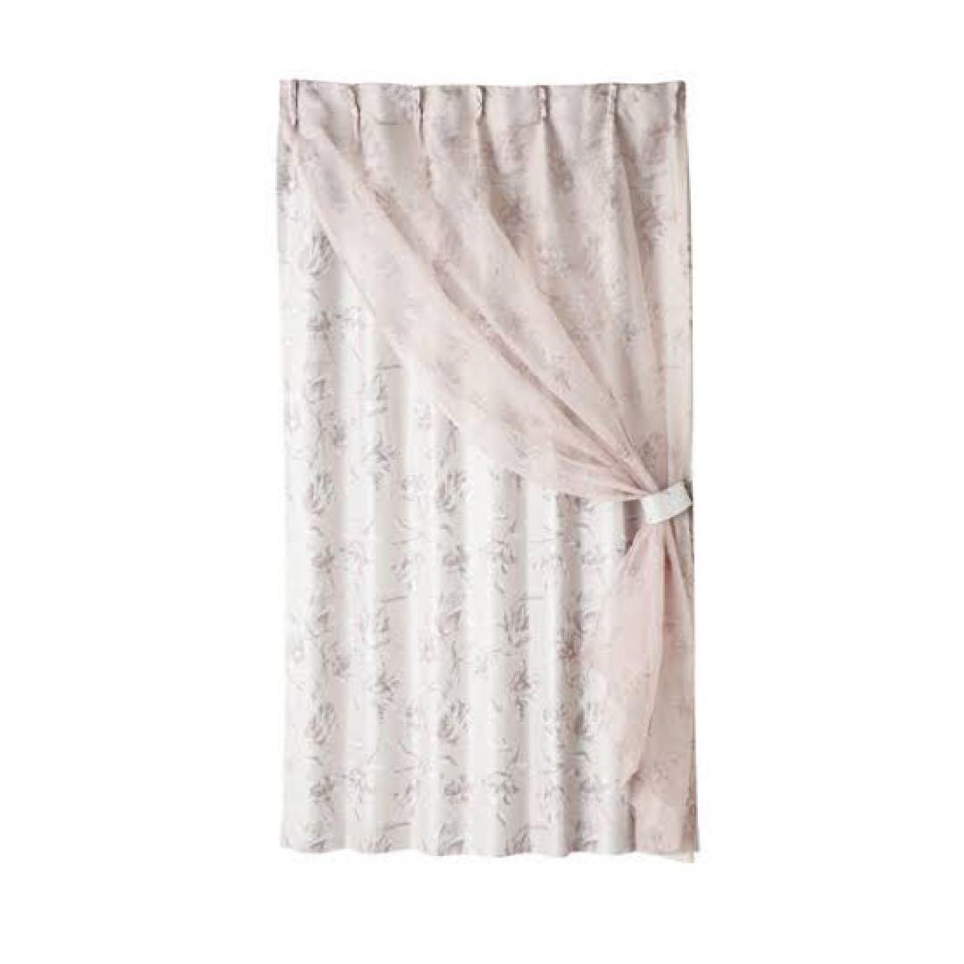 Francfranc フランフラン　花柄　リリア ダブルカーテン ベージュ