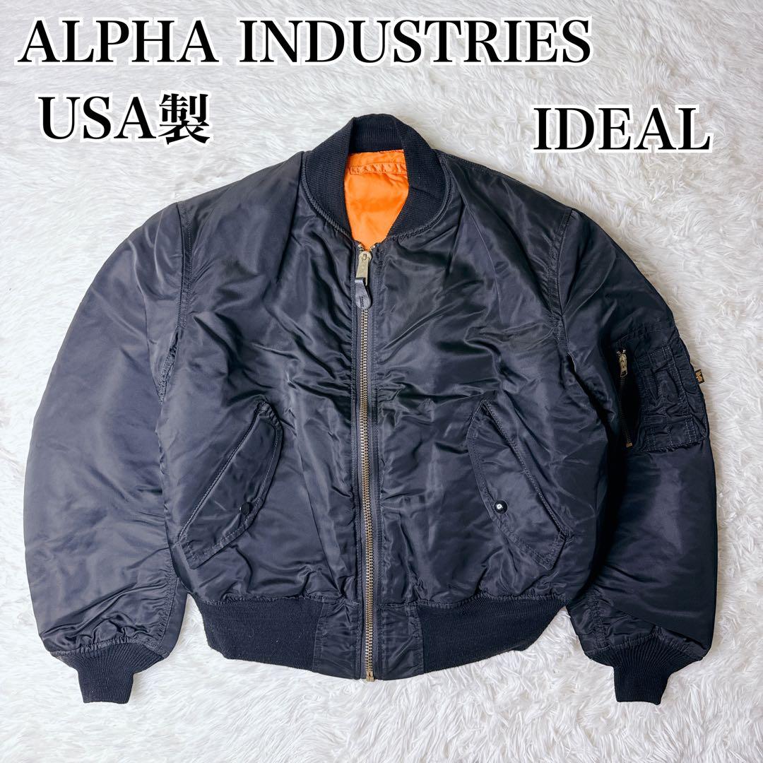 アルファ MA-1 フライトジャケット 黒 Mサイズ　USA製 IDEAL