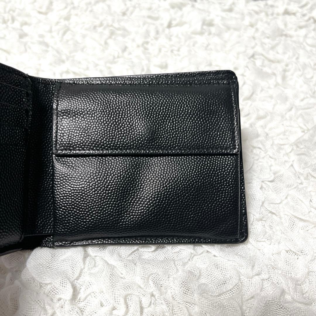 SAINT LAURENT ブラック二つ折り財布　レザー　サンローラン　黒