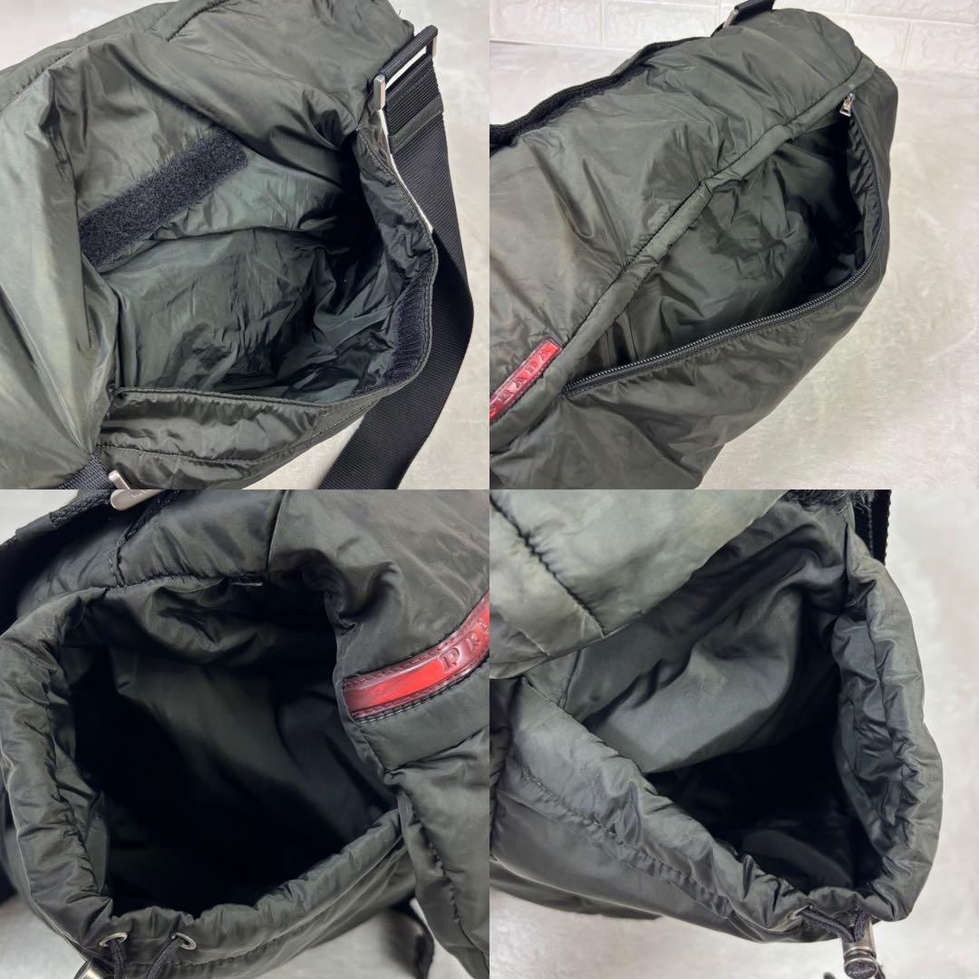 プラダスポーツ ショルダー メッセンジャーバッグ ナイロン フラップ カーキ