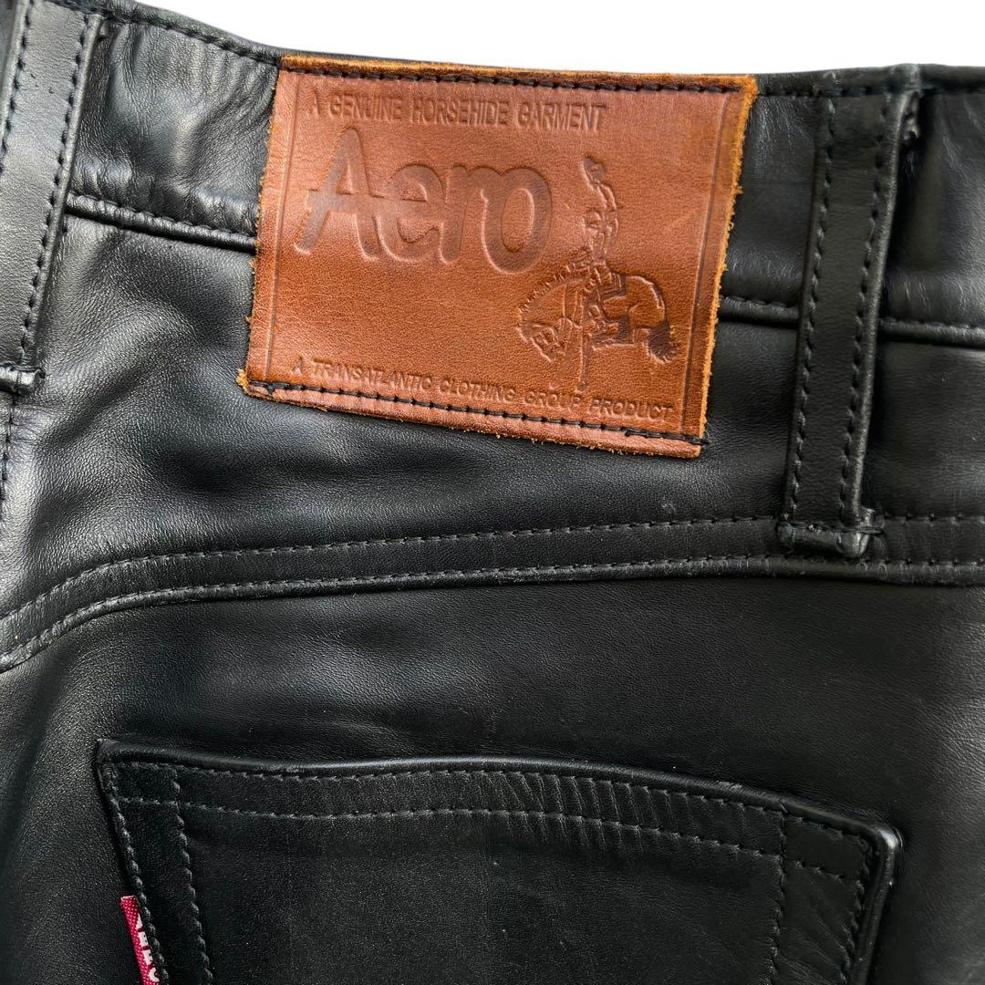 エアロレザー 肉厚 ホースハイド 馬革 レザーパンツ size 31ライダース