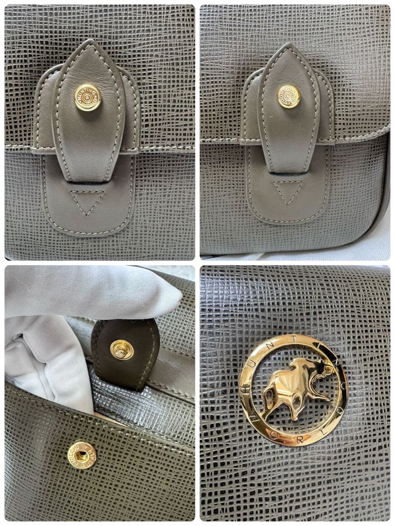 【極美品】 HUNTING WORLD レザー メッセンジャーバッグ オリーブ