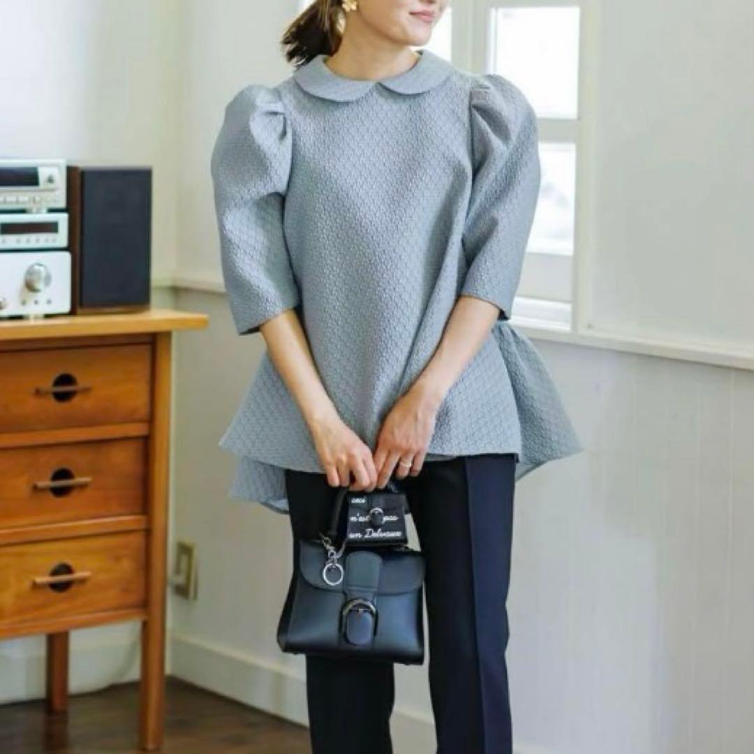 ブルレア/bluelea×VERY/ジャガードブラウス/グレー/替え襟つき