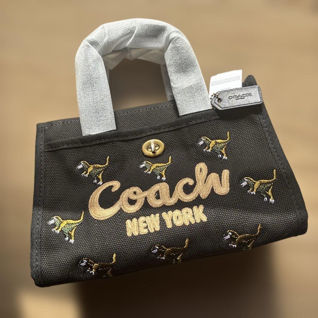 【未使用】COACH コーチ トートバッグ26 レキシープリント　ブラック