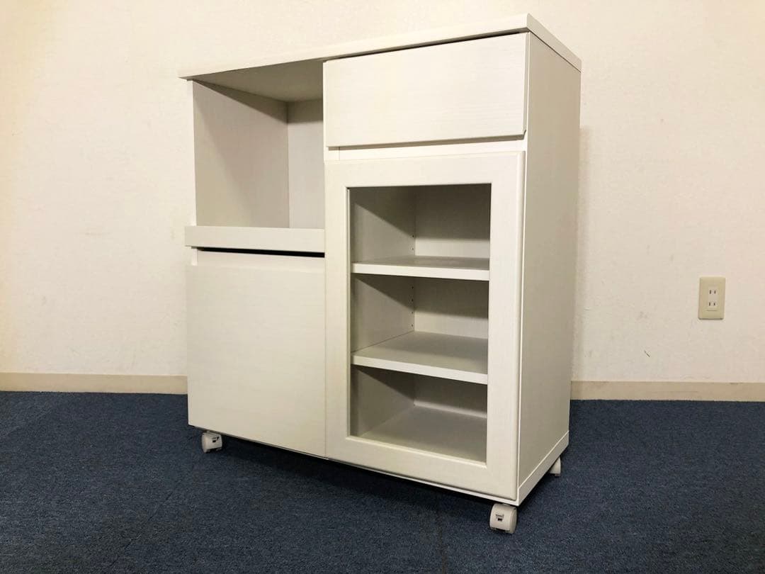 食器棚 アペルト APR-8575SL 白木目柄レンジボード可動式棚板3枚付き