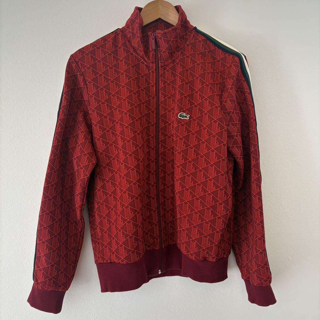 ラコステ　LACOSTE モノグラムジャカードトラックジャケット　M 赤