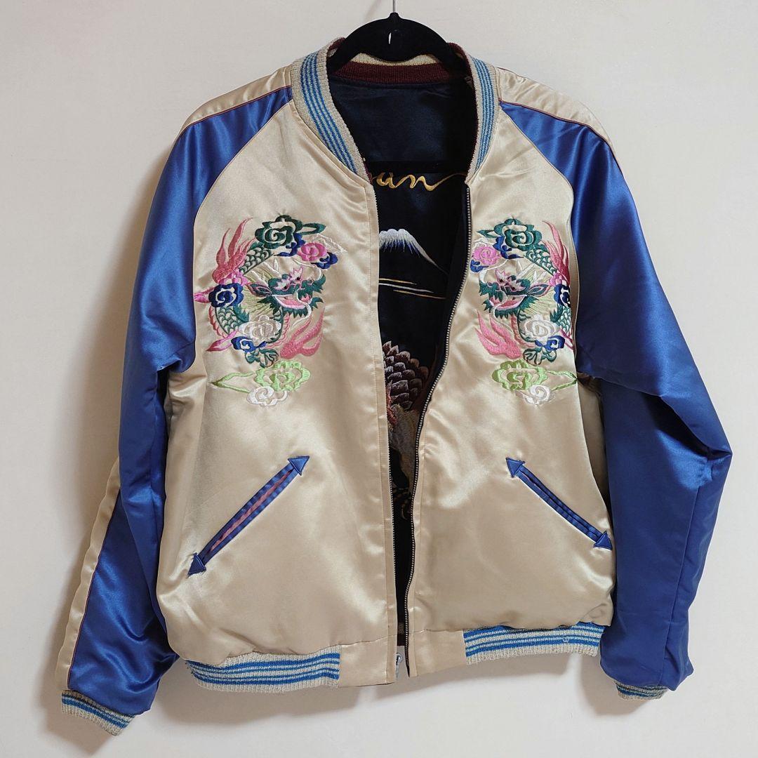 テーラー東洋 スカジャン 黒白×黄青