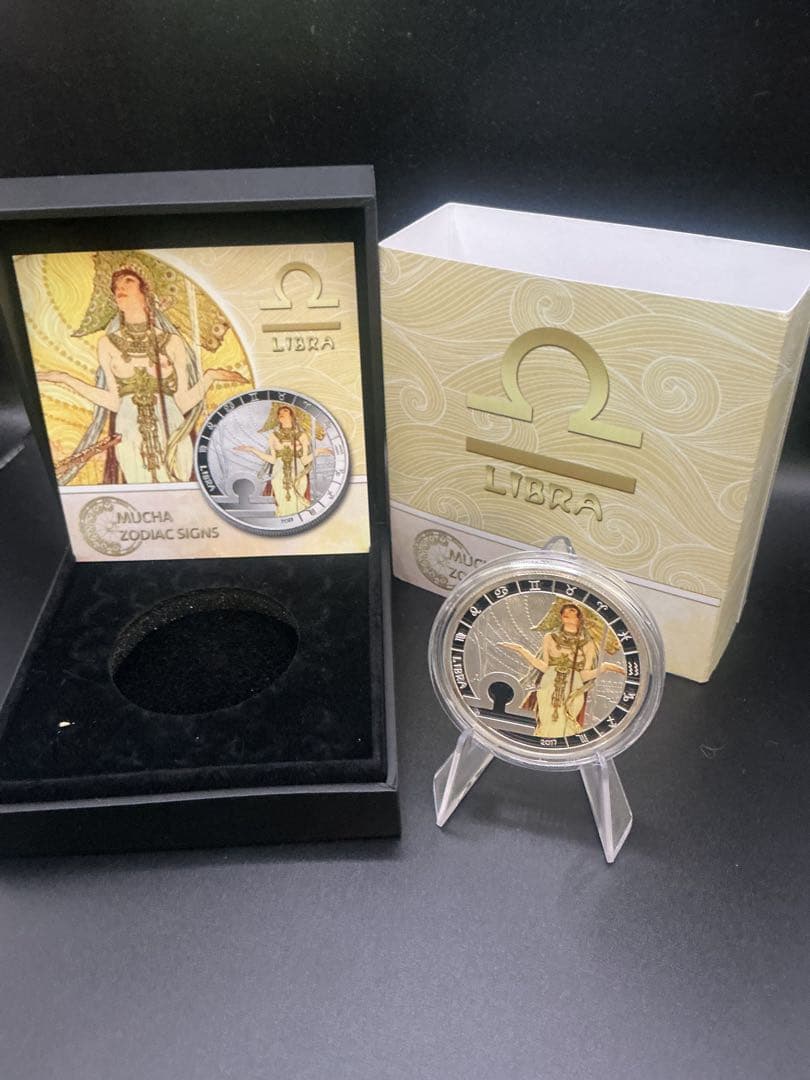 ミュシャ × 黄道十二宮 ―天秤座、Libra　銀メッキ付き白銅貨