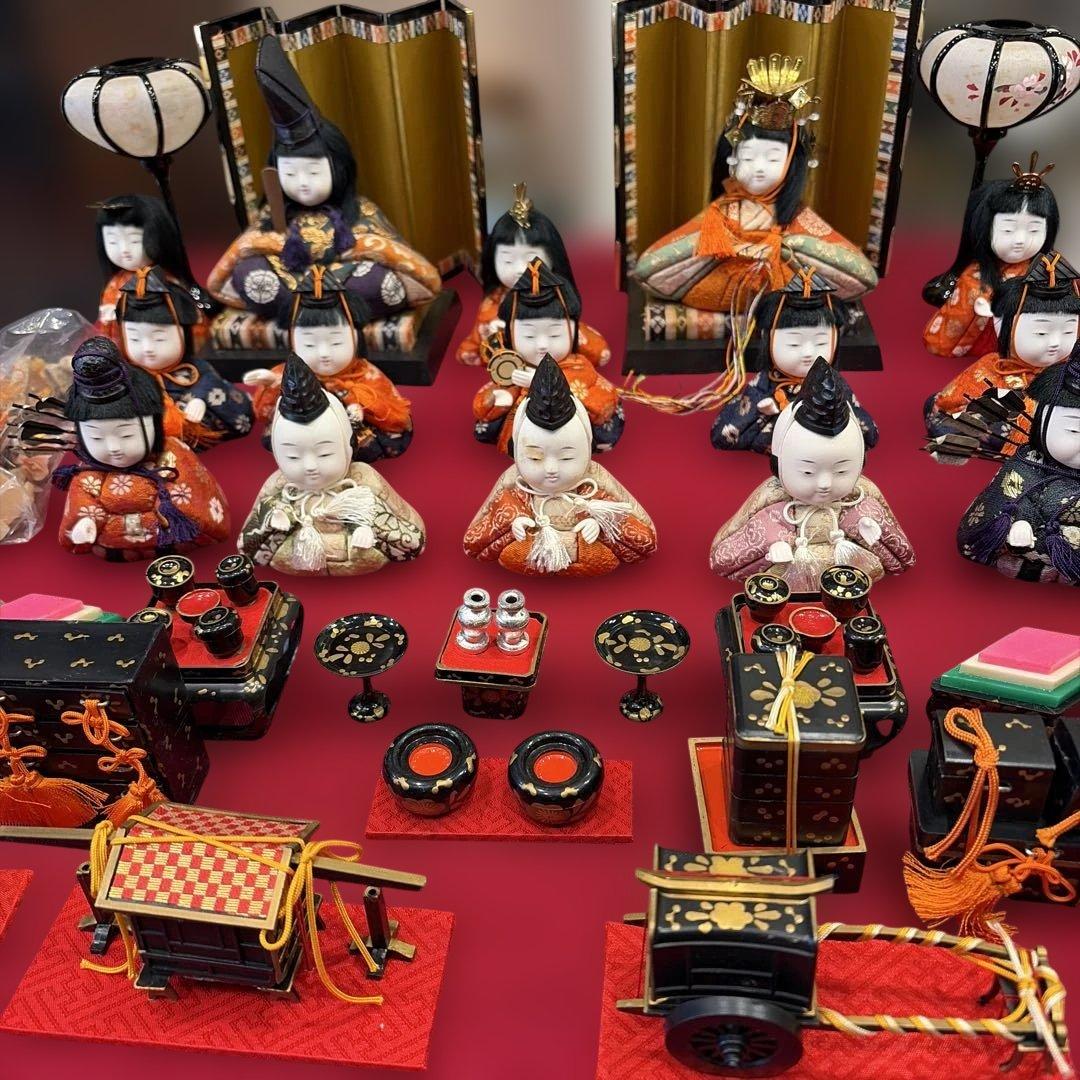⚫︎雛人形　14号　15人揃い　木目込人形　小物付き　徳扇