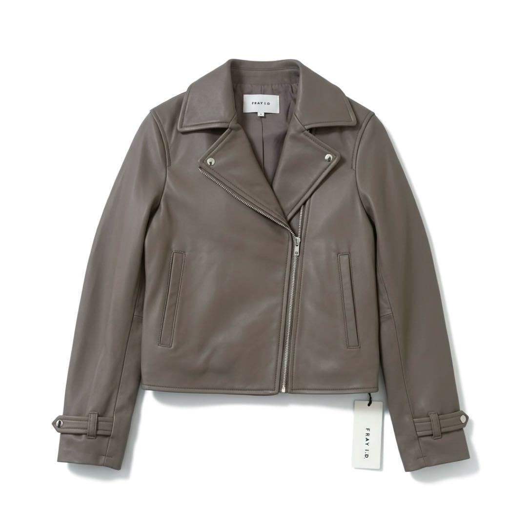 新品タグ付きFRAY I.Dダブルラムレザーライダース　羊革　ベージュ　Mサイズ