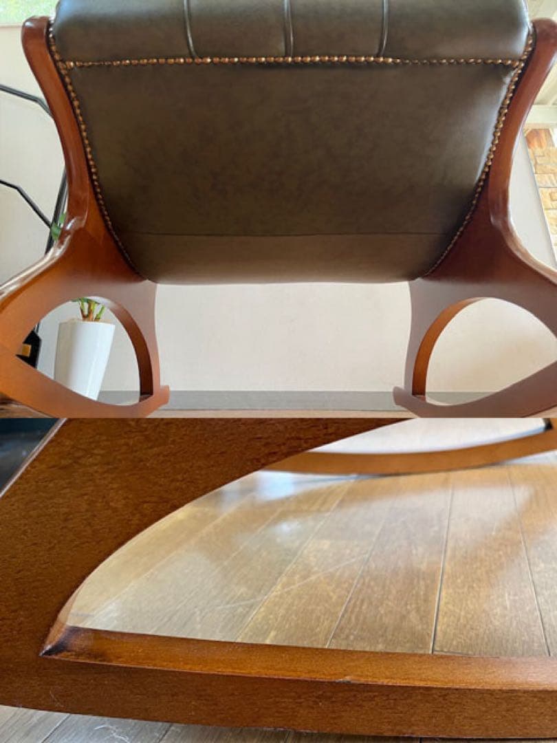 イタリア製　本革クラシック　ロッキングチェア　アンティーク　チェスターフィールド