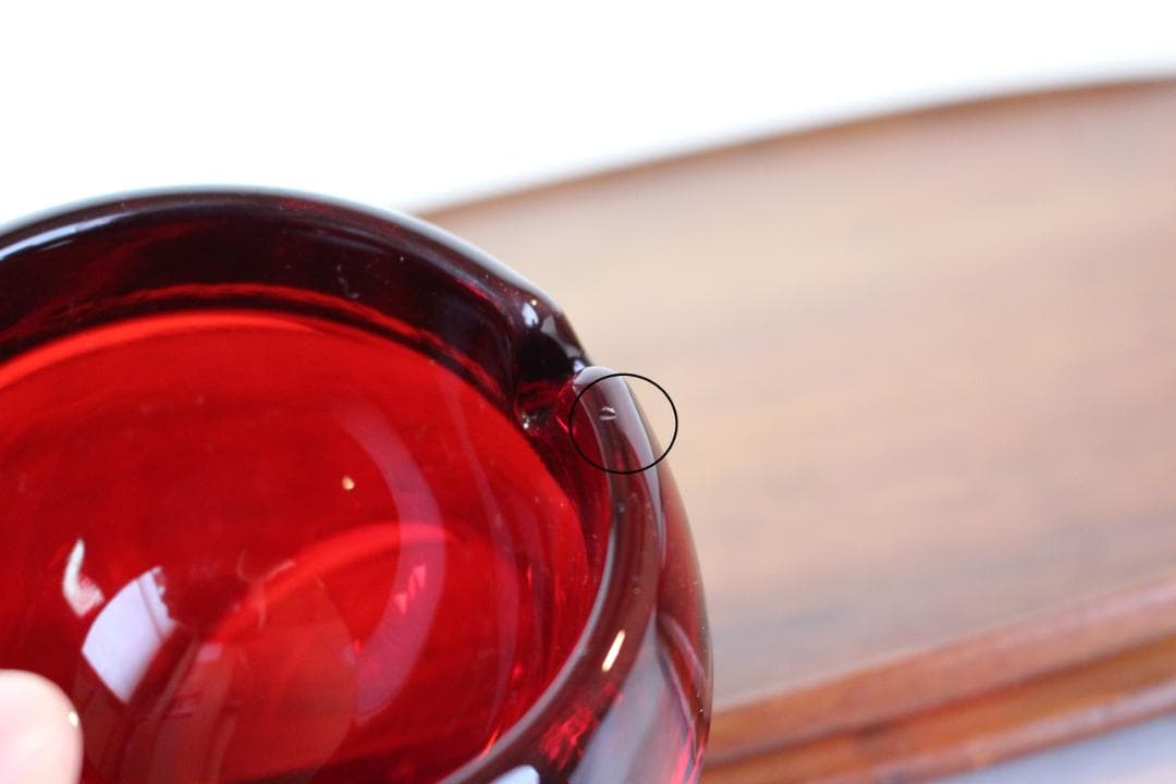 70s　ずっしり！　バイキング　VIKING　レッドガラス　灰皿　ビンテージ