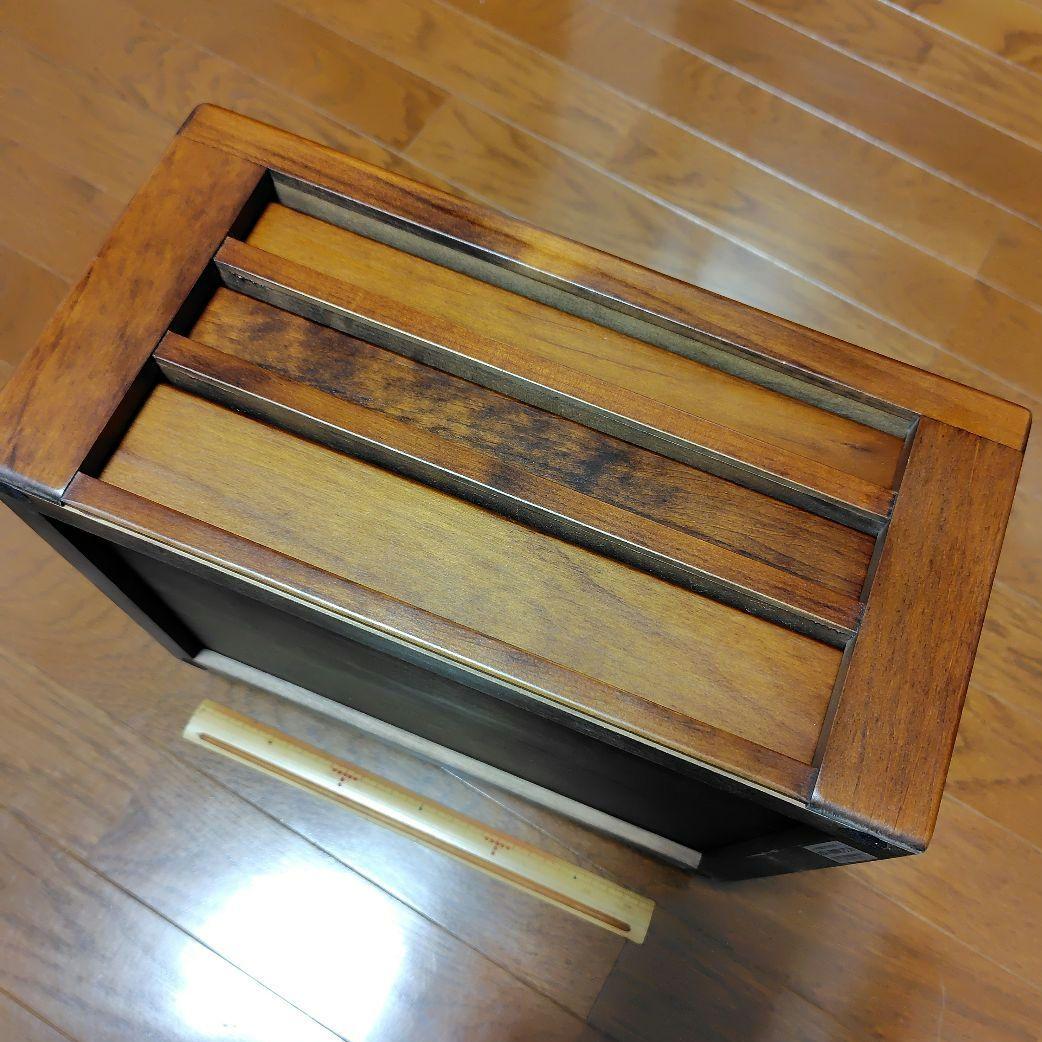 豊岡クラフト A4ドロワーズ3 (美品/レッド加工) 素敵な書類収納、机上整理棚