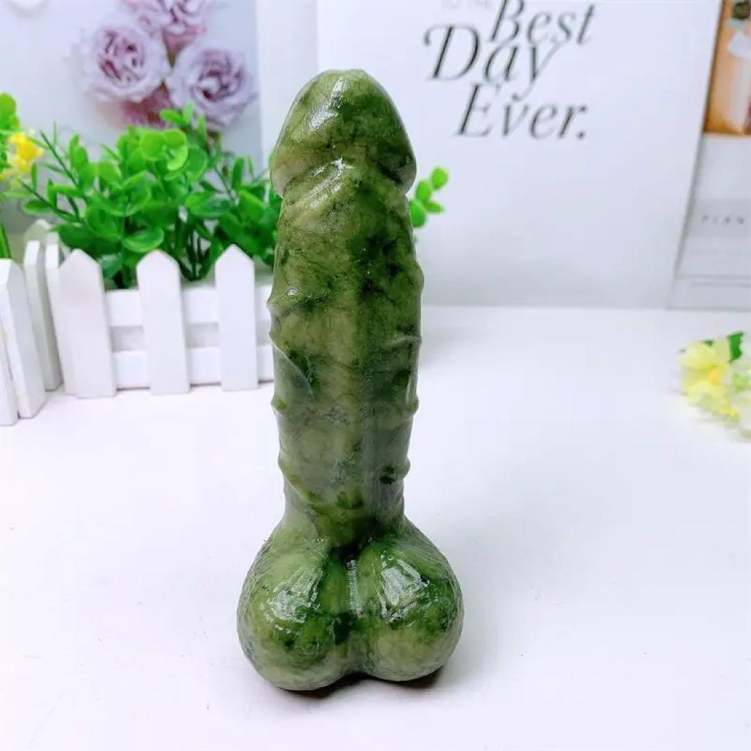 天然石 パワーストーン オフィオライト 子宝 男根 ペニス 置物 約15cm