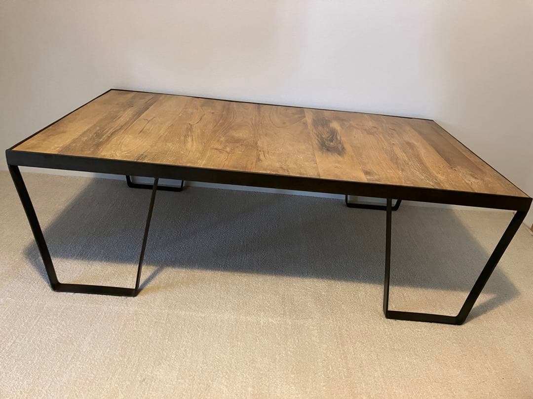 ナチュラルウッド長方形テーブル ブラックフレーム　アイアン