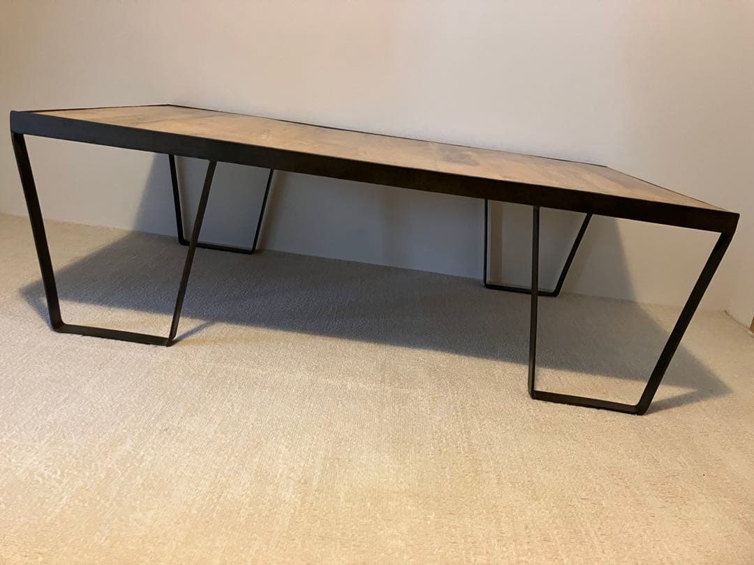 ナチュラルウッド長方形テーブル ブラックフレーム　アイアン