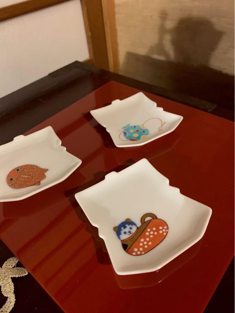 畑萬陶芸 着物皿 犬筥 鯛 めで鯛 手毬 豆皿 小皿 鯛皿 3枚セット ひな祭り