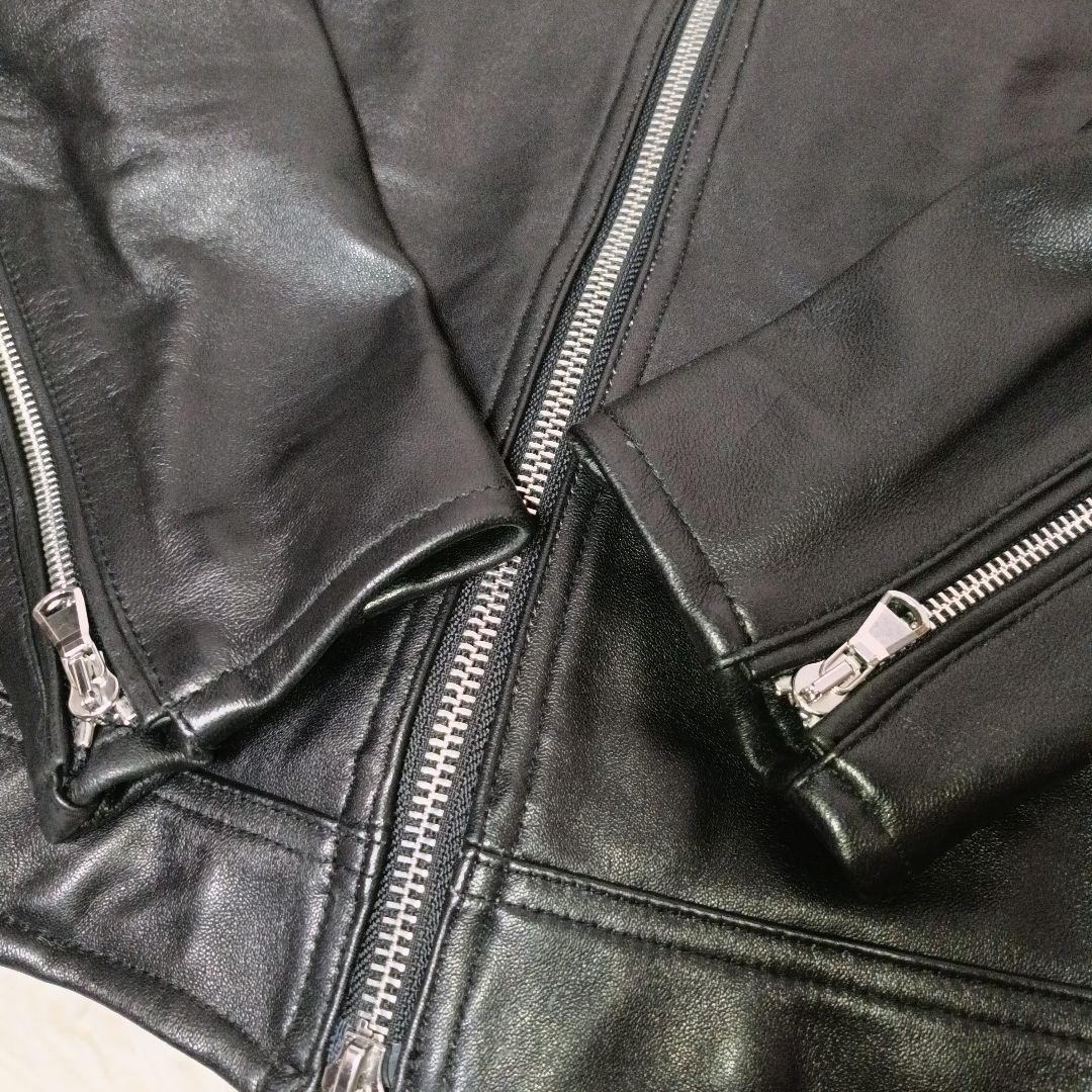 美品■NANO UNIVERSE ライダースジャケット ブラック ラムレザー