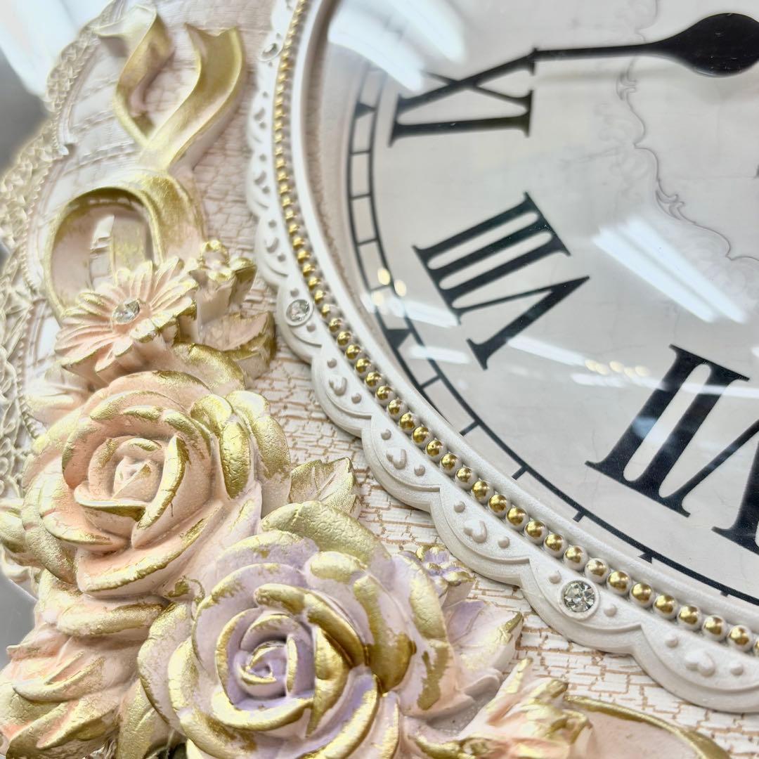 フラワー装飾 両面掛時計 静音時計 豪華 おしゃれ